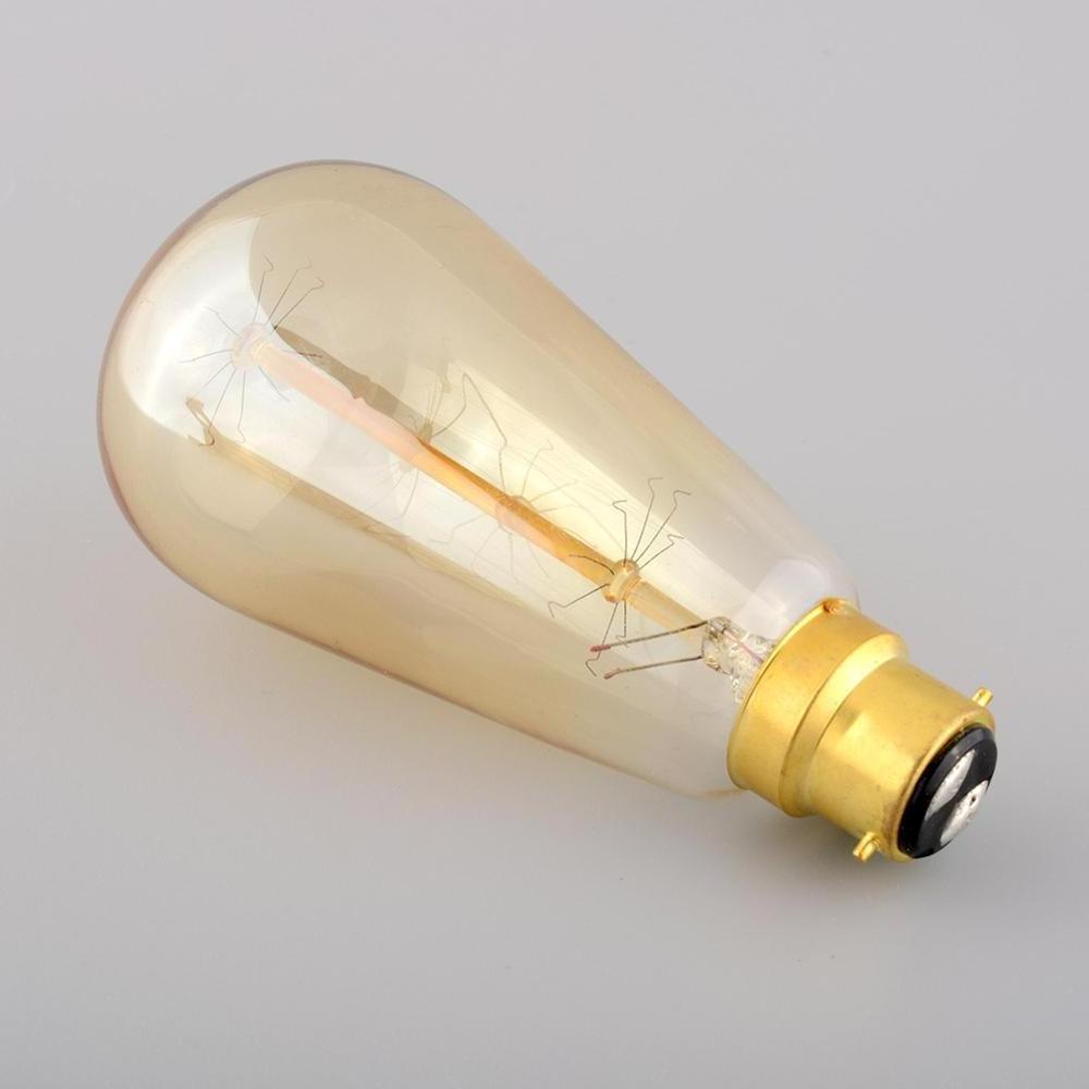 220V B22 Bayonet 40W Edison Pear Bulb Squirrel Cage Filament Old Fashioned Vintage Lamp ST64 Antique light bulbs