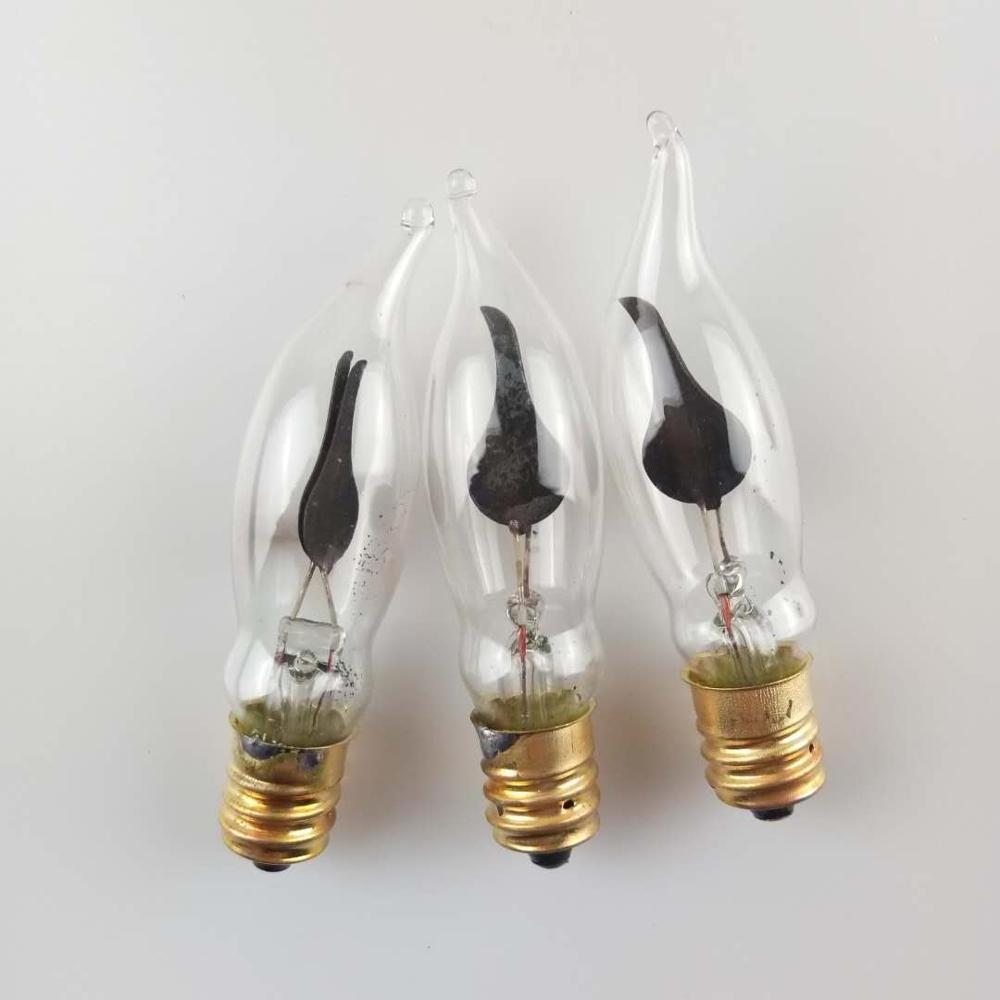 1 Watts 120 Volts E12 Base Flicker Flame Bulb Crystal Clear Flame Tip Candelabra Replacement Bulbs C18 for Candle Lamps