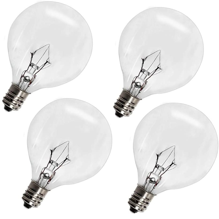 25 Watt Replacement Bulbs G16.5 Small Globe E12 Candelabra Base Clear Glass Incandescent Light Bulbs G50 for Candle Wax Warmer