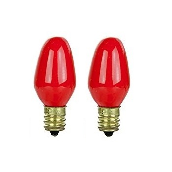 4 Pack C7 Red Incandescent Lamp Decorative Mini Candle Bulb 7 Watt E12 Candelabra Base 120 Volt C7 Night Light Colored Bulbs