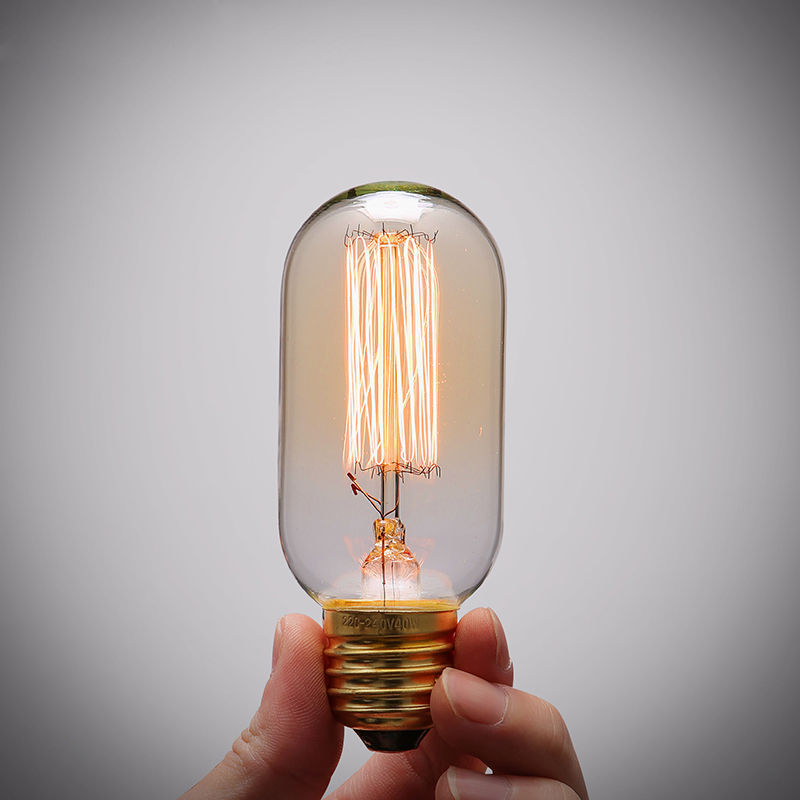 T45 E26 E27 Squirrel cage Filament Beacon Tubular Edison Tungsten Lightbulb 25W 40W 60W Vintage Decorative Bulb 120V 220V