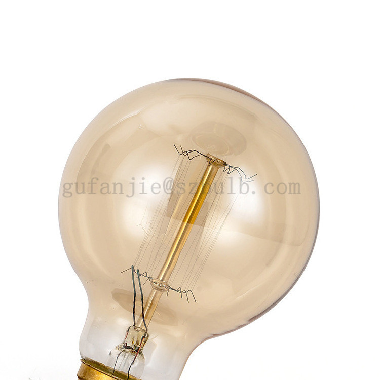 Globe Shape Edison Light Bulb G80 60W 120V Antique Vintage Style Amber Glass Squirrel Cage Filament Incandescent Dimmable Bulbs