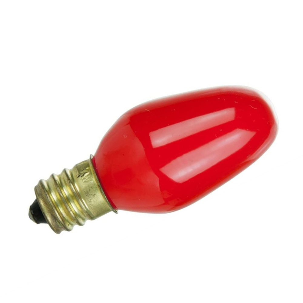 4 Pack C7 Red Incandescent Lamp Decorative Mini Candle Bulb 7 Watt E12 Candelabra Base 120 Volt C7 Night Light Colored Bulbs