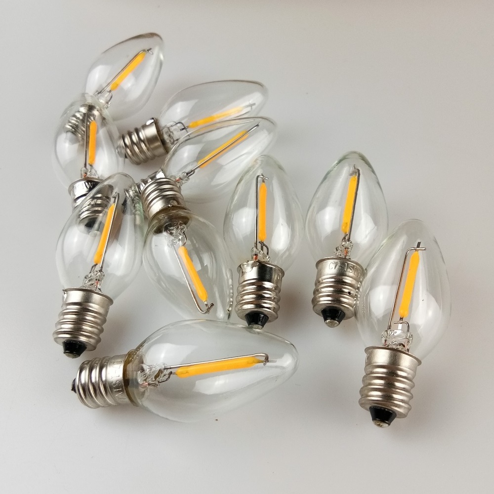 Hot Selling Night Light Bulbs C7 Candelabra LED Light Bulbs 110V E12 0.6W LED Filament Bulb Equivalent to 7W Incandescent lamp