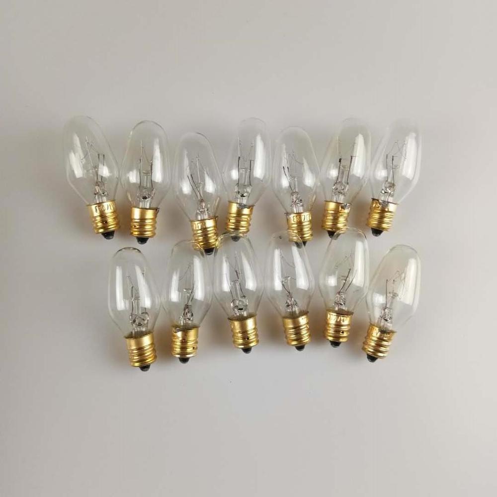 12-Pack Candelabra Miniature Bulb C7 Night Light Incandescent Bulbs 120V 4W 5W 7W 15 Watt E12 Salt Lamp Light Replacement Bulbs