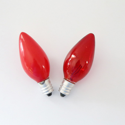 Red Glass 120V E12 Incandescent Light Bulb 7 Watt Candelabra Based Night Light Colored Bulb C7