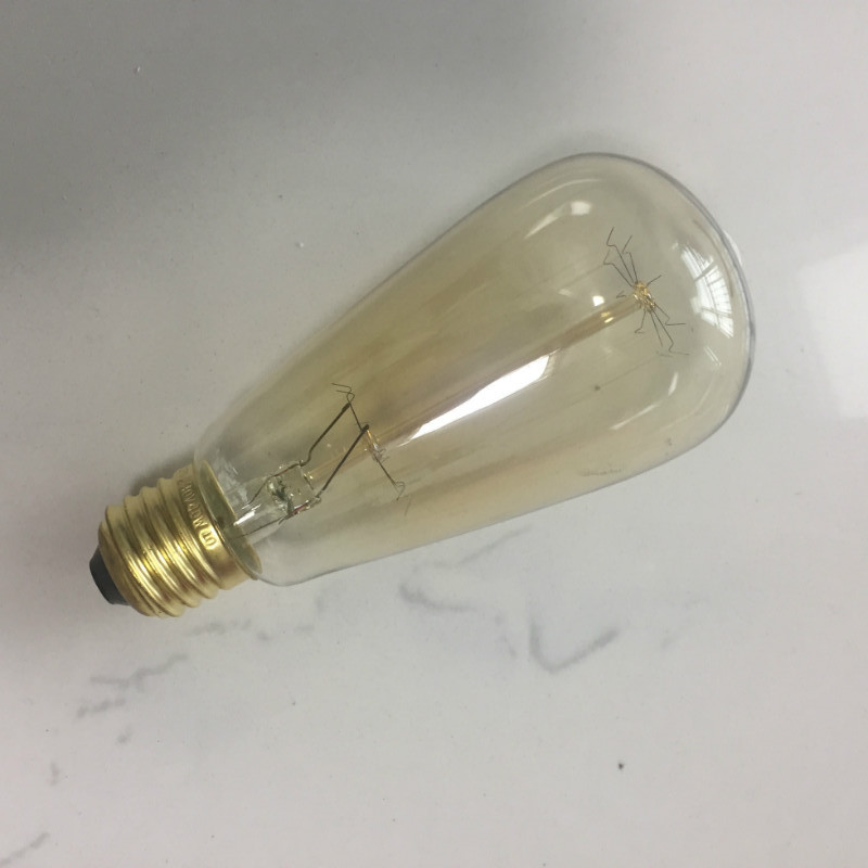 Amber Glass Dimmable Antique Filament Lamp Lightbulb 60W 2100K E26 Base ST64 Vintage Incandescent Edison Old Fashion Light Bulbs