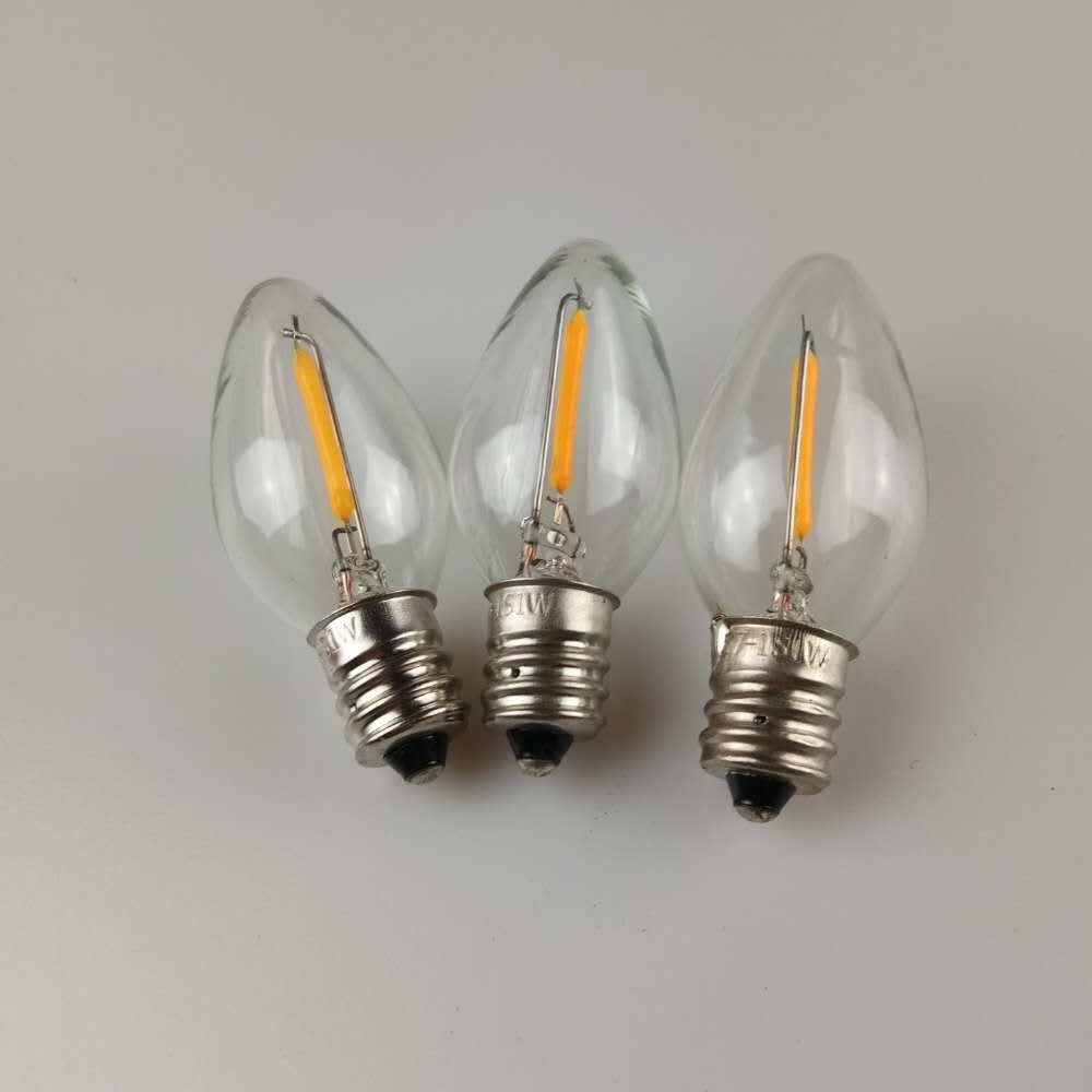 Hot Selling Night Light Bulbs C7 Candelabra LED Light Bulbs 110V E12 0.6W LED Filament Bulb Equivalent to 7W Incandescent lamp