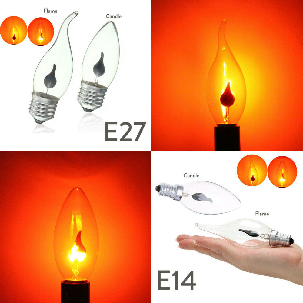 Vintage Edison Style E14/E27 LED Flicker Fire Flame Light Bulb Warm White 3W Candle Lamp For Home Decor