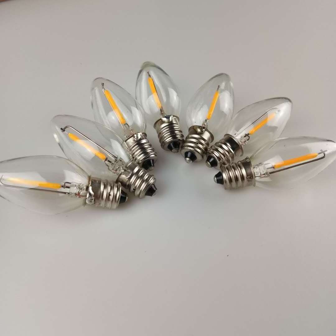 Hot Selling Night Light Bulbs C7 Candelabra LED Light Bulbs 110V E12 0.6W LED Filament Bulb Equivalent to 7W Incandescent lamp