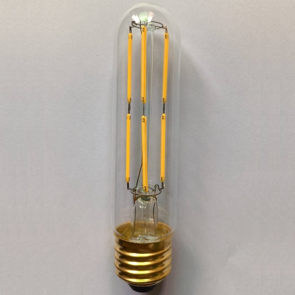 Dimmable T10 LED Filament Bulb 6W Equal E26 Edison Bulb 40 Watt 120V Tubular Light Bulb Warm White 3000K Vintage LED Lamp T30