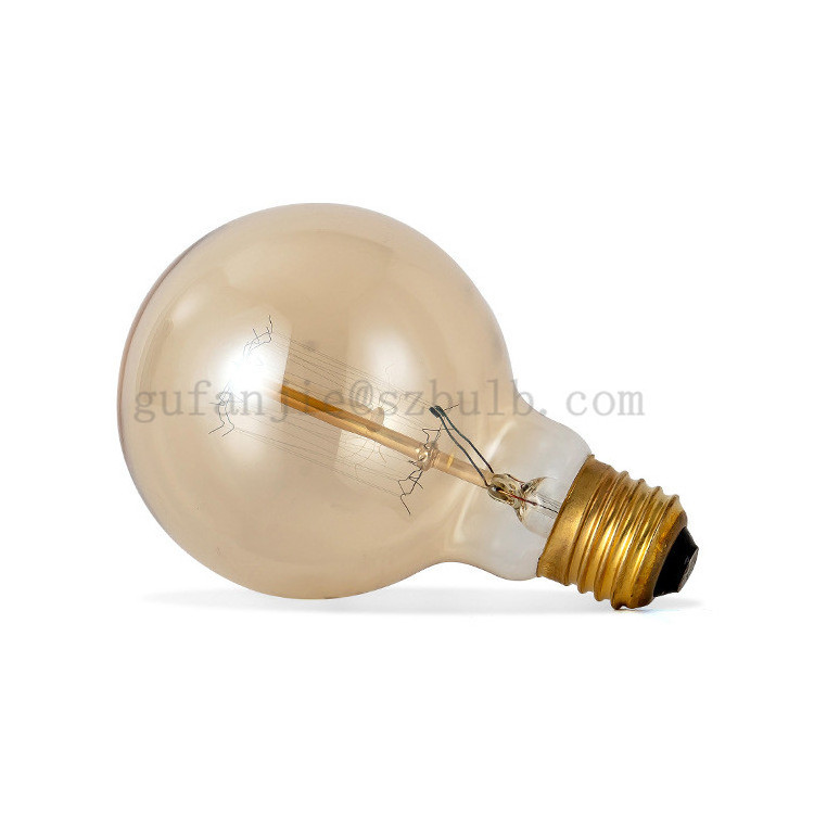 Globe Shape Edison Light Bulb G80 60W 120V Antique Vintage Style Amber Glass Squirrel Cage Filament Incandescent Dimmable Bulbs