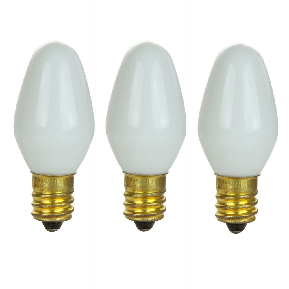 7 Watts Ceramic White Colored Light Bulb C7 120 Volts E12 Candelabra Base Bulbs for Night Lights String Lights and Holiday Decor