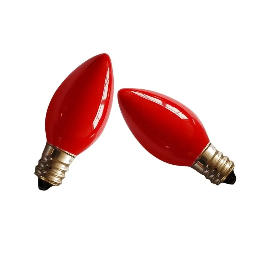 Red Glass 120V E12 Incandescent Light Bulb 7 Watt Candelabra Based Night Light Colored Bulb C7