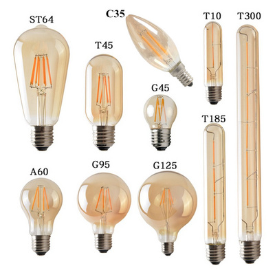 2W 4W 6W 8W Ampoule Vintage Edison LED Light Bulbs E26 E27 LED Filament Bulb Lamp 110V 220V Dimmable A60 ST64 T30 T45 G95 G125