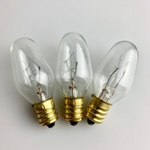 Flat Top Style Mini Candle Night Light Bulbs Clear Glass C7 Christmas Lights 7 watt E12 Candelabra Base Replacement Bulbs