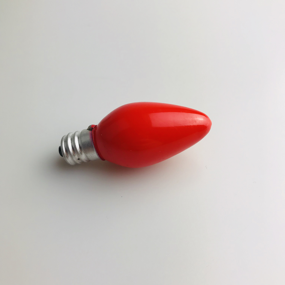 Red Glass 120V E12 Incandescent Light Bulb 7 Watt Candelabra Based Night Light Colored Bulb C7