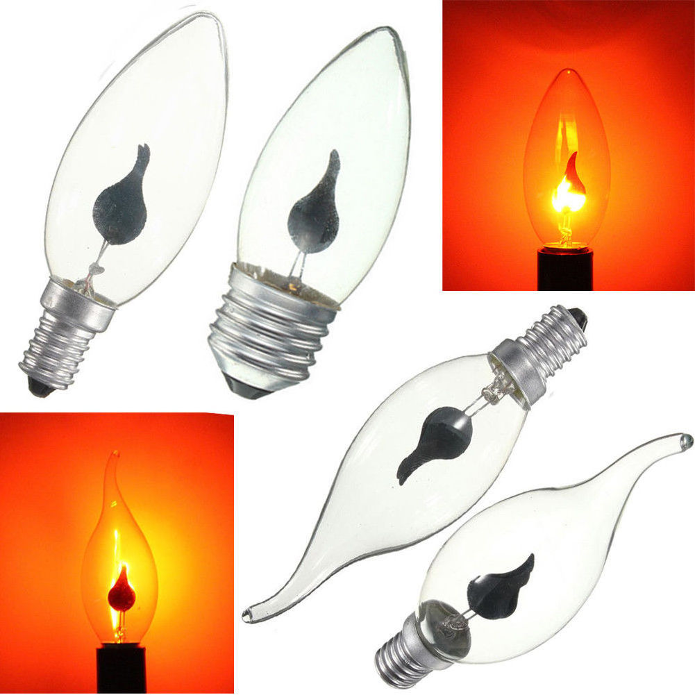 Vintage Edison Style E14/E27 LED Flicker Fire Flame Light Bulb Warm White 3W Candle Lamp For Home Decor