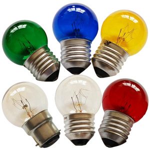 E27 220v Transparent Color Glass Globe Shape Tungsten Bulb G40 7W 10W 15W Mini Round Incandescent Bulb Lamp For String Light