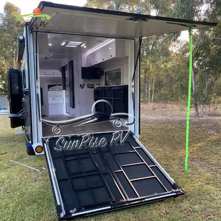 Australia Standard off road caravan 4X4 Toy Hauler Trailer For Sale motorcycle travel trailer Toy Hauler Camper With Bunks