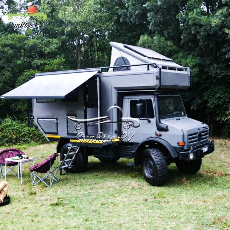 SunRise RV Overhead Slide on expedition truck Pop up Camping cabin Cabover Bed Truck Camper with top tent for sale