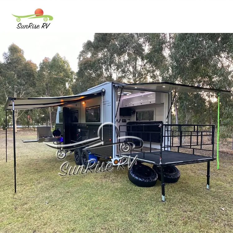 Australia Standard off road caravan 4X4 Toy Hauler Trailer For Sale motorcycle travel trailer Toy Hauler Camper With Bunks