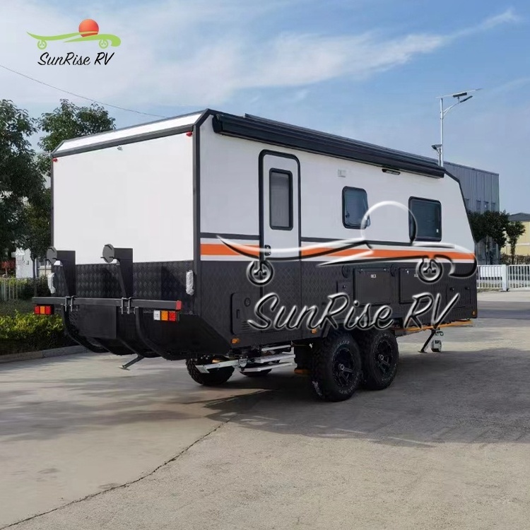 SUNRISE RV Factory Wholesale Popular Camper Van Kit Camper Fiberglass Hybrid Caravan Camper Offroad Side Opening