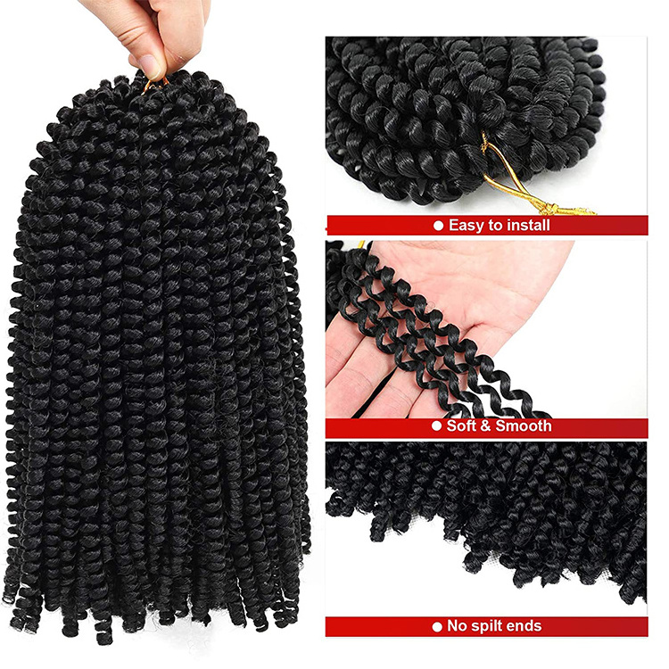 Wholesale Afro Pre Twisted 8 Inch Synthetic Extension Crochet Ombre Braid Nubian Spring Twist Hair