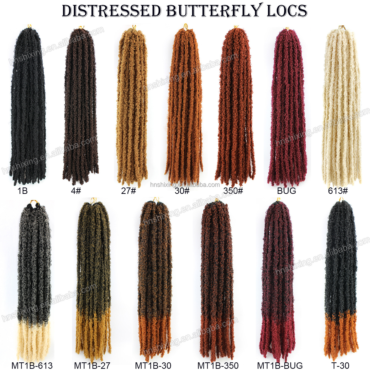 24 Inch Long Faux Soft Locs Crochet Braids Pre Looped Distressed Butterfly Dreadlocks Synthetic Hair Extensions For Black Women