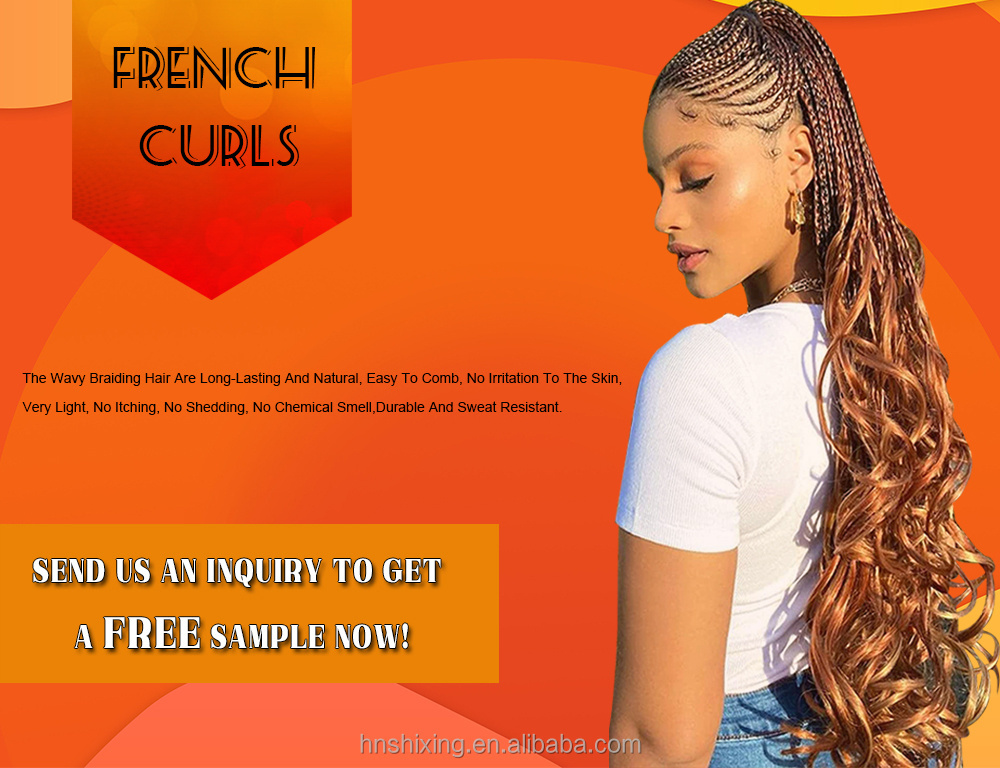 Free Sample Yaki Pony Style French Curly Braiding Hair 24 inch 3x Loose Wavy  French Curls Synthetic Hair Extensions