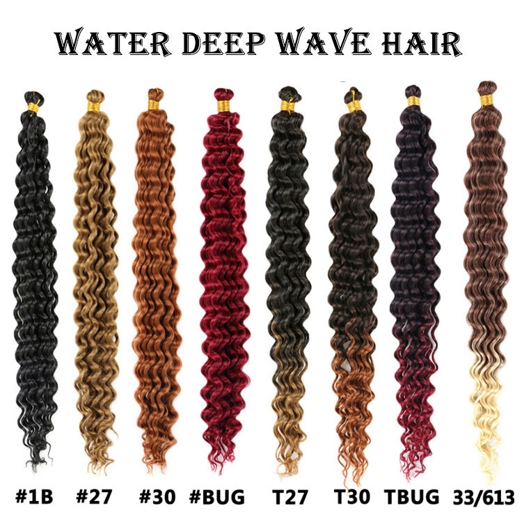 wholesale Deep Wave Crochet Hair Deep Wave Ombre Colored Crochet Ocean Wave Water Synthetic Braiding Hair