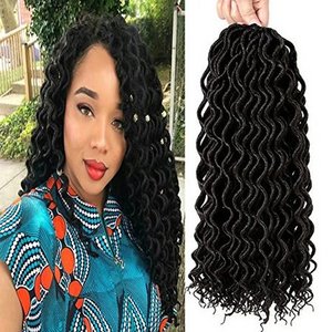 82 Goddess Faux Locs Curly Crochet Braids Hair 18Inch Deep Wave Synthetic Hair Extensions For Women Ombre Dreadlocks