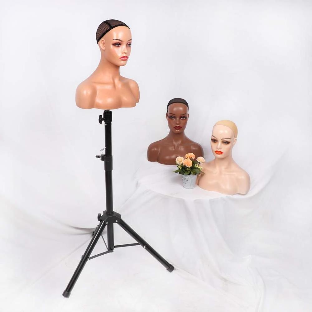 Realistic Female Mannequin Head Shoulder for Display Manikin Head with Shoulder for Wig Makeup Display