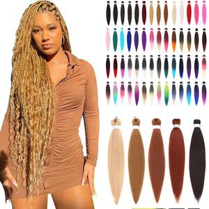 26 Inch 90g  Itch Free Hot Water Setting Yaki Texture Professional Extension Ombre Ez Braid Pre Stretched Braiding Hair