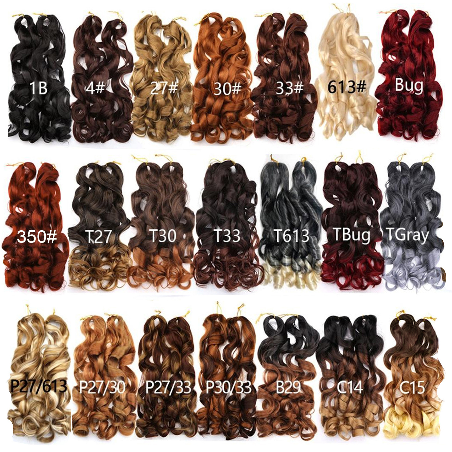 Free Sample Yaki Pony Style Wavy Crochet Braid Spiral Loose Wave Hair Extensions French Curls Synthetic Curly Braiding Hair