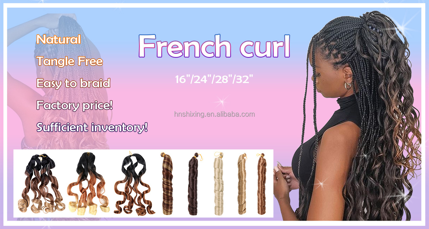 Free Sample Yaki Pony Style Wavy Crochet Braid Spiral Loose Wave Hair Extensions French Curls Synthetic Curly Braiding Hair