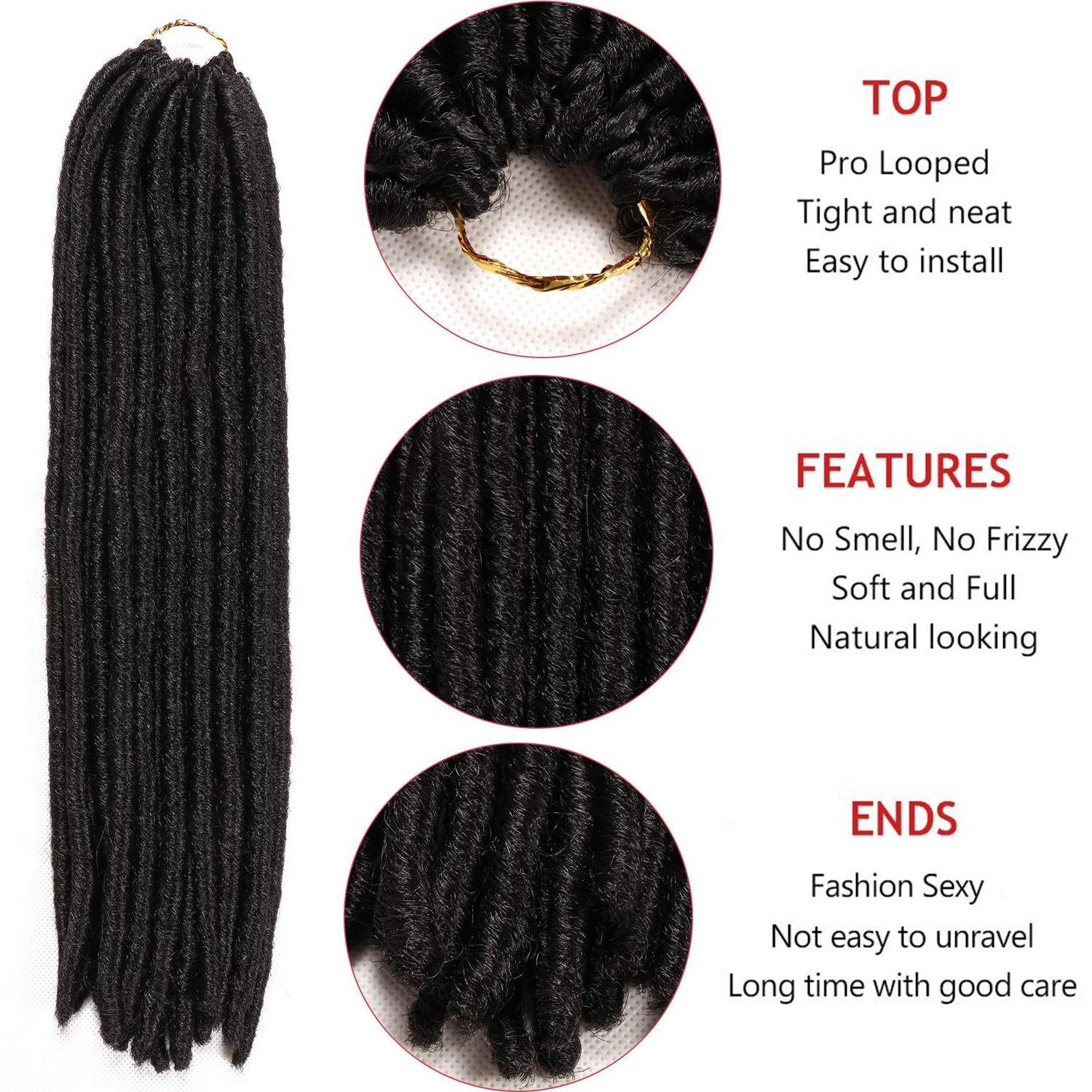 New Faux Locs 14 Inch Natural New Soft Locs Crochet Hair Pre-Looped Short Styles Hair Extensions For Women