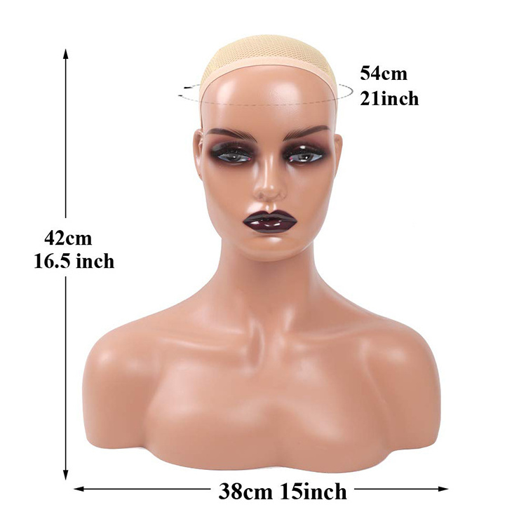 Realistic Female Mannequin Head Shoulder for Display Manikin Head with Shoulder for Wig Makeup Display