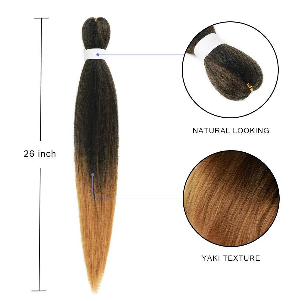 26 Inch 90g  Itch Free Hot Water Setting Yaki Texture Professional Extension Ombre Ez Braid Pre Stretched Braiding Hair