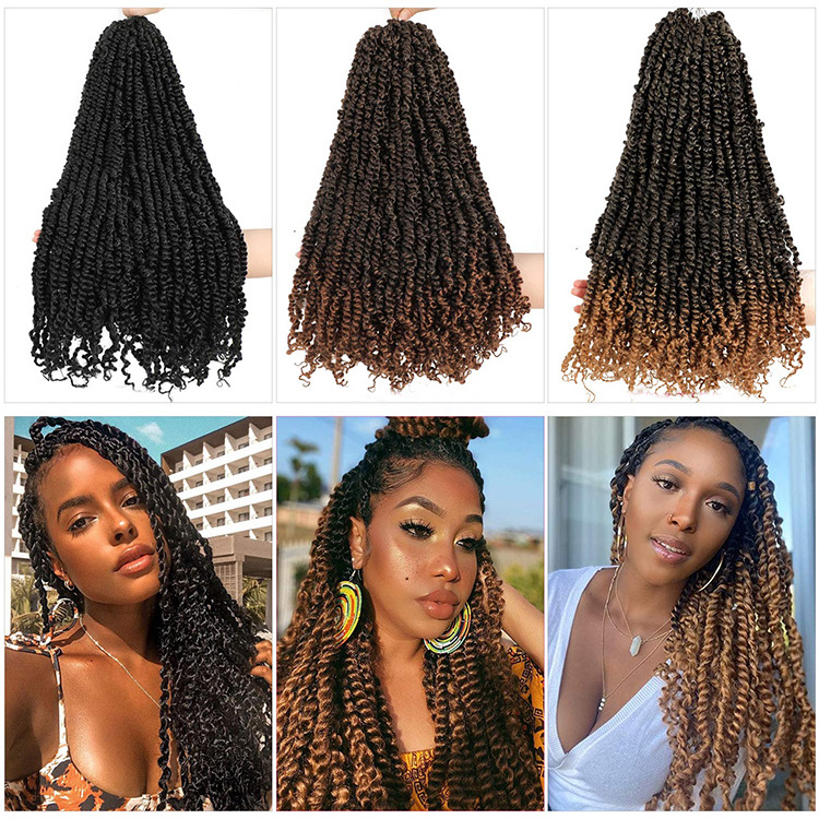 Pre-twisted Passion Twist Hair Pre-looped Bomb Passion Twist Braiding Hair for Women Afro Kinky Spring Twist