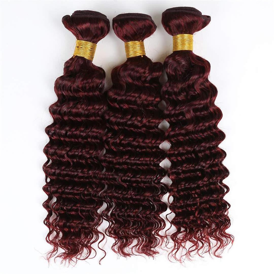 Burgundy Deep Wave Weft Human Hair Deep Curly Bundles Red Human Hair Bundles Hair