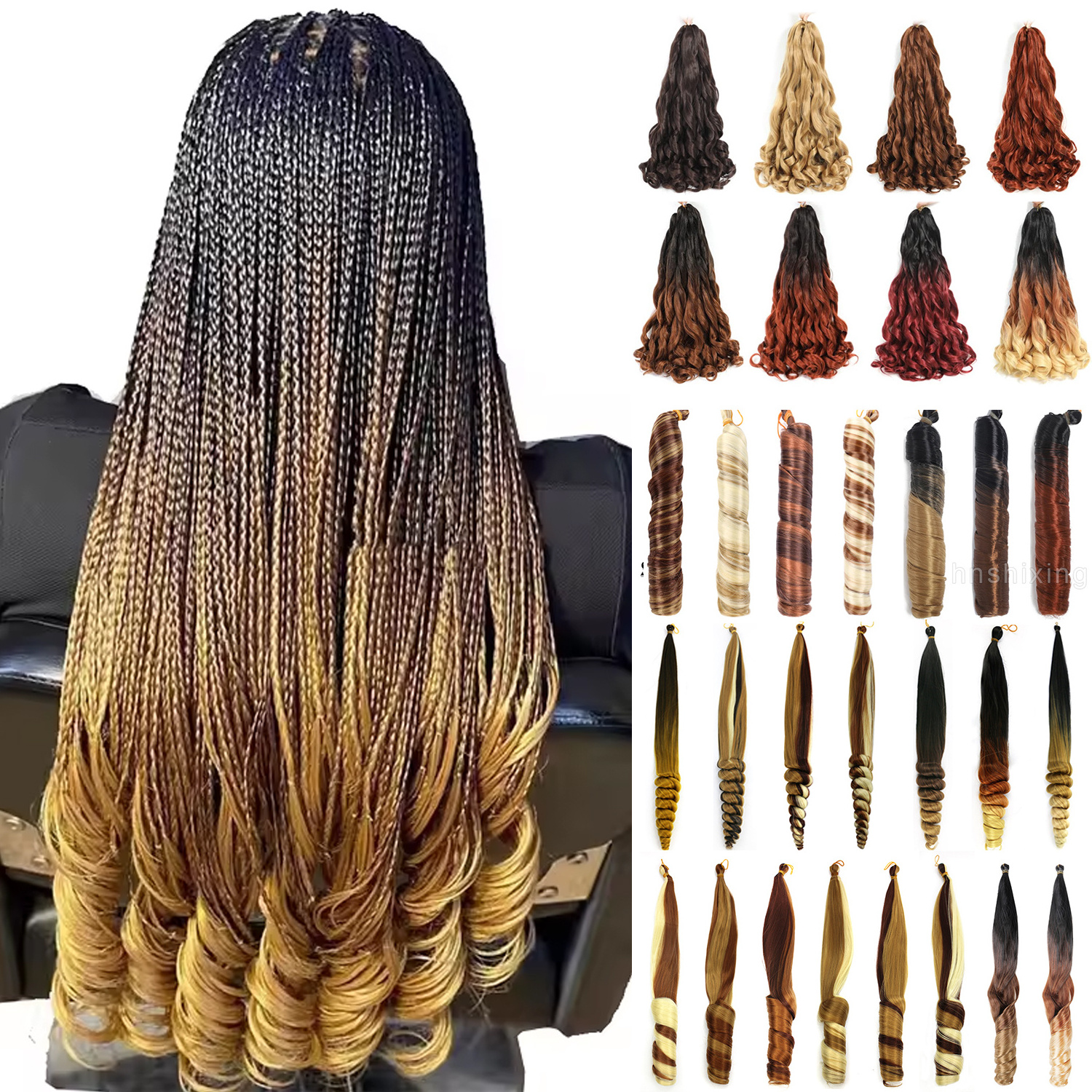 Free Sample Yaki Pony Style French Curly Braiding Hair 24 inch 3x Loose Wavy  French Curls Synthetic Hair Extensions