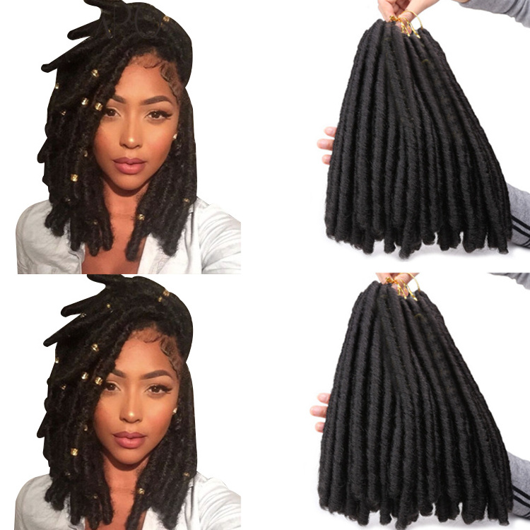 New Faux Locs 14 Inch Natural New Soft Locs Crochet Hair Pre-Looped Short Styles Hair Extensions For Women