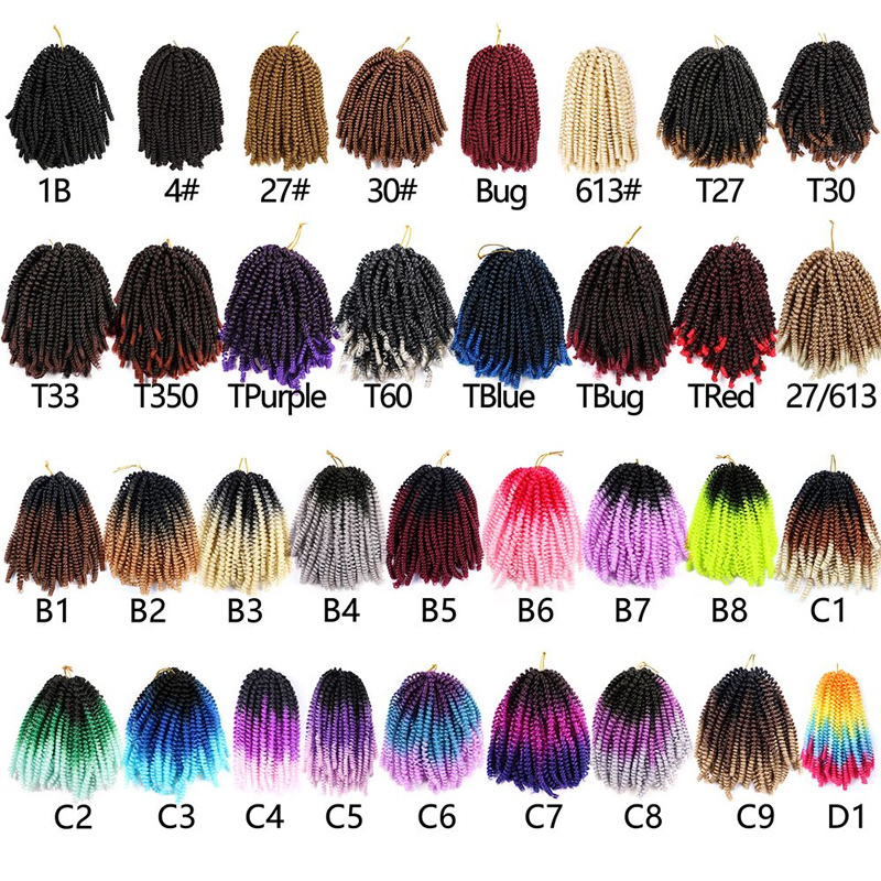 Wholesale Afro Pre Twisted 8 Inch Synthetic Extension Crochet Ombre Braid Nubian Spring Twist Hair