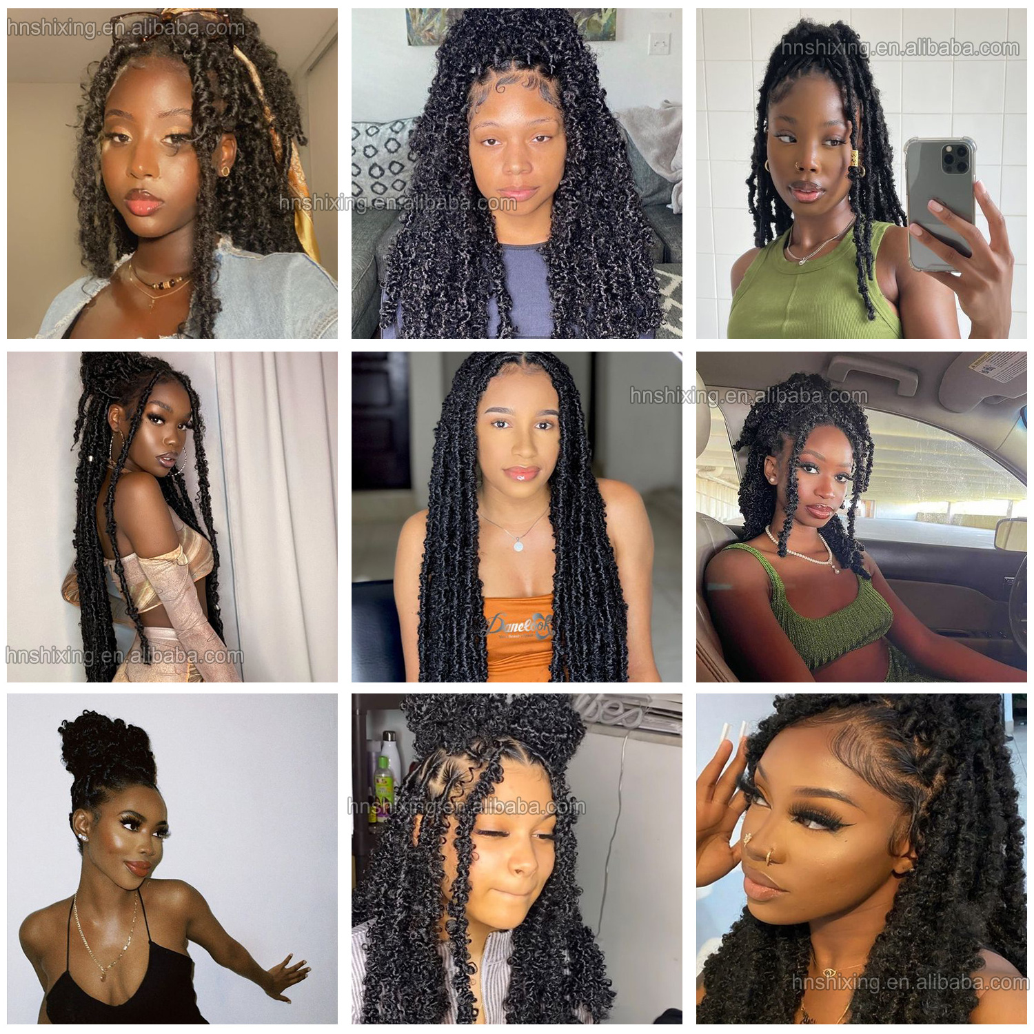 24 Inch Long Faux Soft Locs Crochet Braids Pre Looped Distressed Butterfly Dreadlocks Synthetic Hair Extensions For Black Women