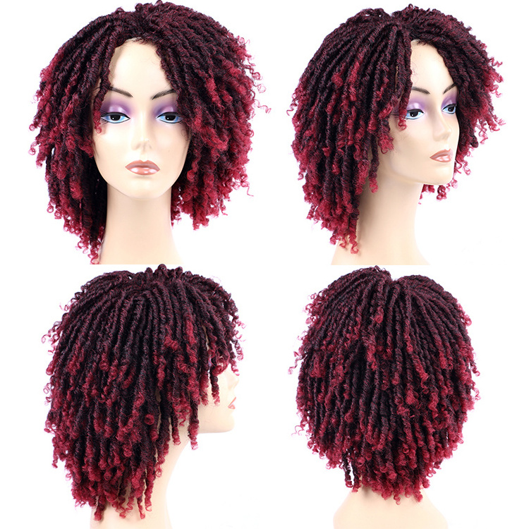 Short Afro Synthetic Wigs Faux Locs For Women And Men Twist Crochet Hair Dreadlock Wig