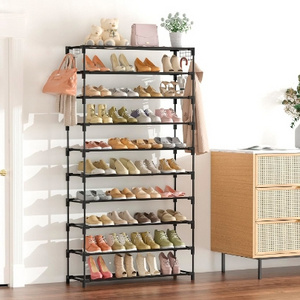 10 Tiers Shoe Rack 50 Pairs Large Capacity Tall Shoe Organizer Sturdy Shoe Storage with Two Hooks Space Saving Metal