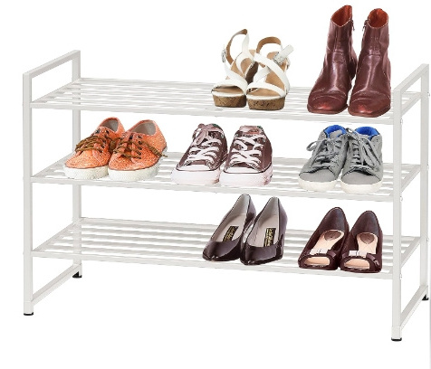 Simple Houseware 3-Tier Stackable Shoe Rack Organizer Shelf White