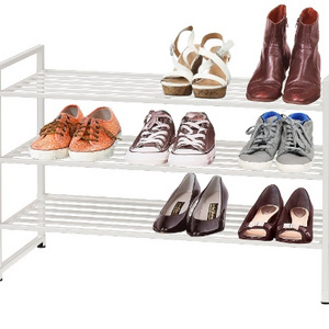 Simple Houseware 3-Tier Stackable Shoe Rack Organizer Shelf White