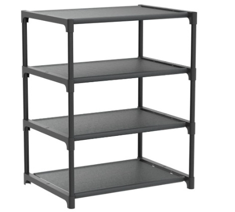 4 Tiers Small Shoe Rack Narrow Stackable Shoe Shelf Organizer Sturdy Shoe Stand Non-Woven Fabric Metal Free Standing